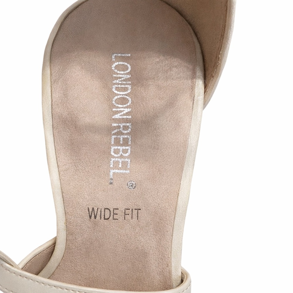 London Rebel Ivory Leather Block Heel Shoes | Bridal | Wide Fit | Size 9.5 Cream - Picture 4 of 9